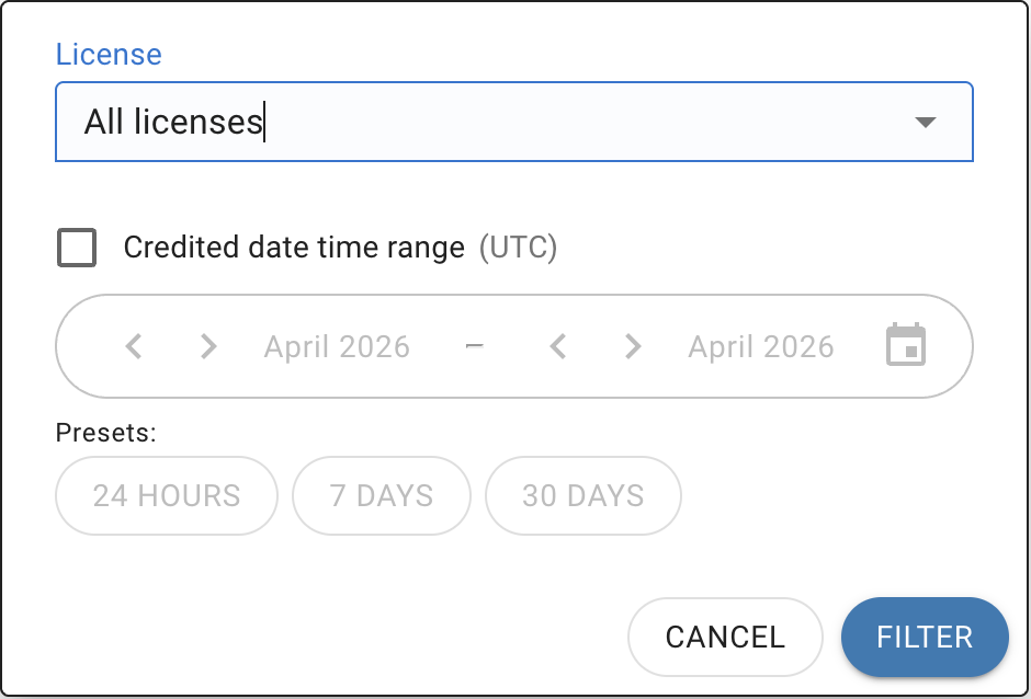 transactions filters